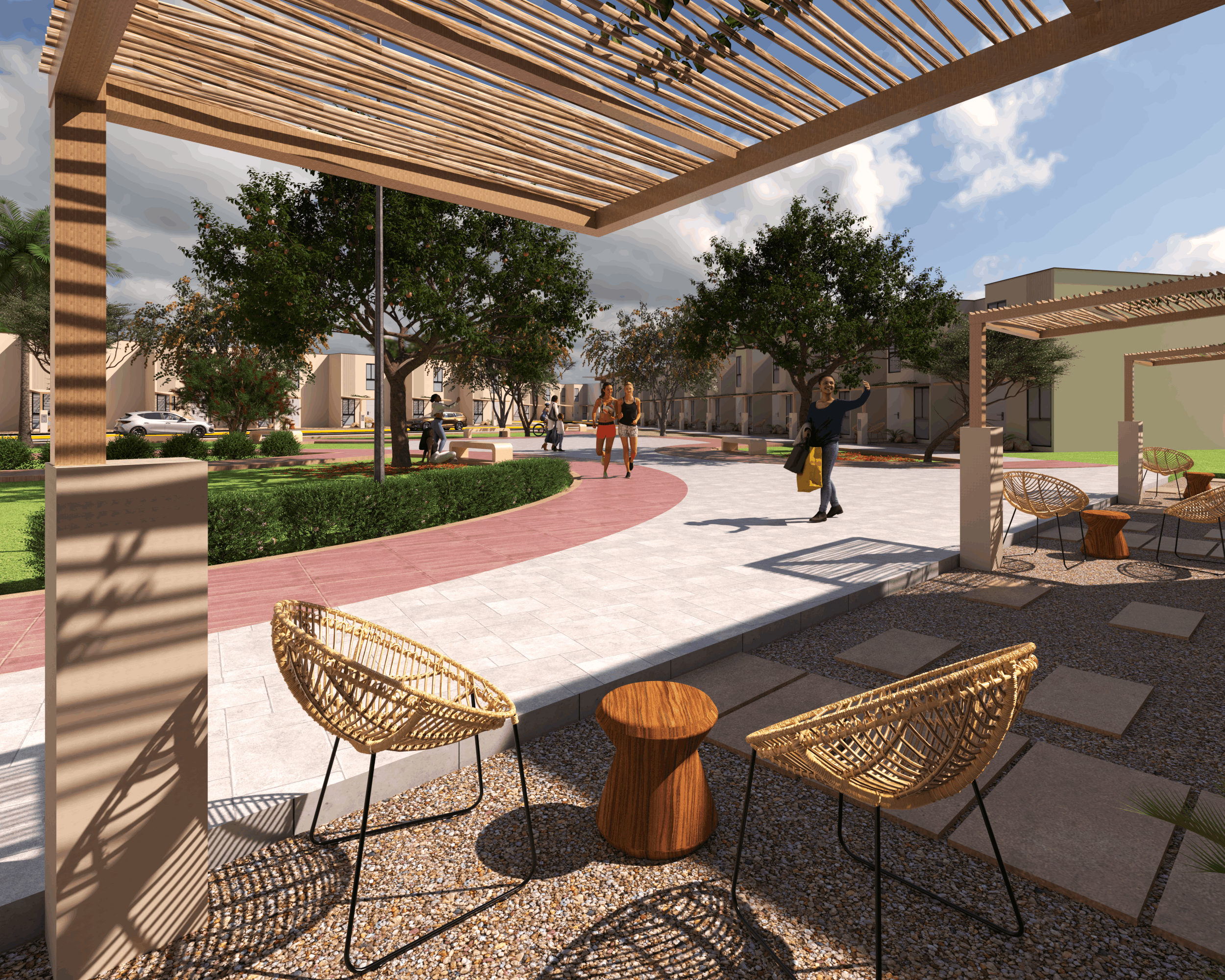 Parque y casas